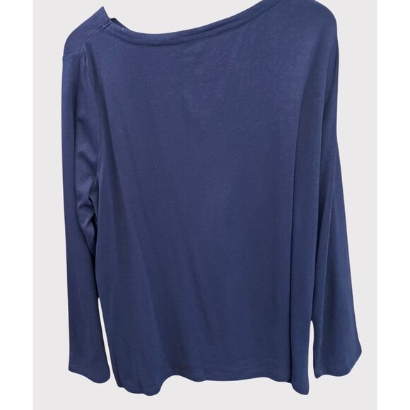 NWT Talbots Plus 3X Navy Snowflake Embellished Top Long Sleeve Winter Holiday - Picture 5 of 7